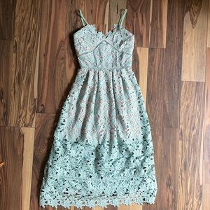 Mint crochet midi dress